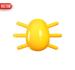 Yellow spider. Web security virus data safety antivirus concept. Cyber data protection. Realistic 3d design element In plastic cartoon style. Icon isolated on white background. Vector illustration