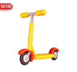 Electric scooter sports modern transport. Realistic 3d design element In plastic cartoon style. Icon isolated on white background. Vector illustration © lauritta