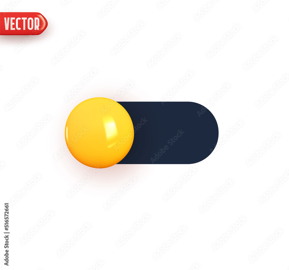Poster scroll bar control button regulator on off. realistic 3d design element in plastic cartoon style. ic
