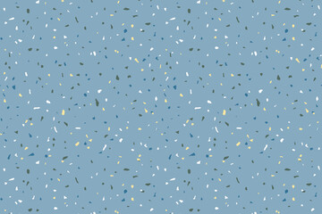 Vector Terrazzo pattern horizontal background. Abstract italian flooring stone, concrete blue multicolor small elements texture. Granite natural textured print for interior design, wallpaper, fabric.