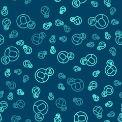 Naklejka na ściany i meble Green line Worker icon isolated seamless pattern on blue background. Business avatar symbol user profile icon. Male user sign. Vector
