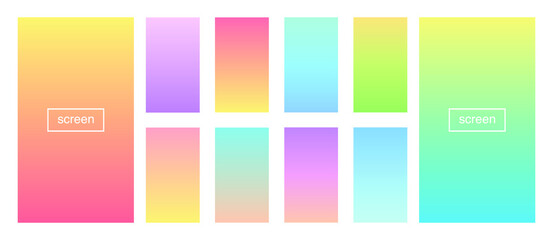 Soft color gradient background. Abstract, blue, bright, pink, green, red, violet, turquoise, yellow, UI UX template. Modern screen vector design for mobile app. EPS 10.