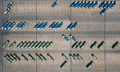 Aerial View of the bus parking