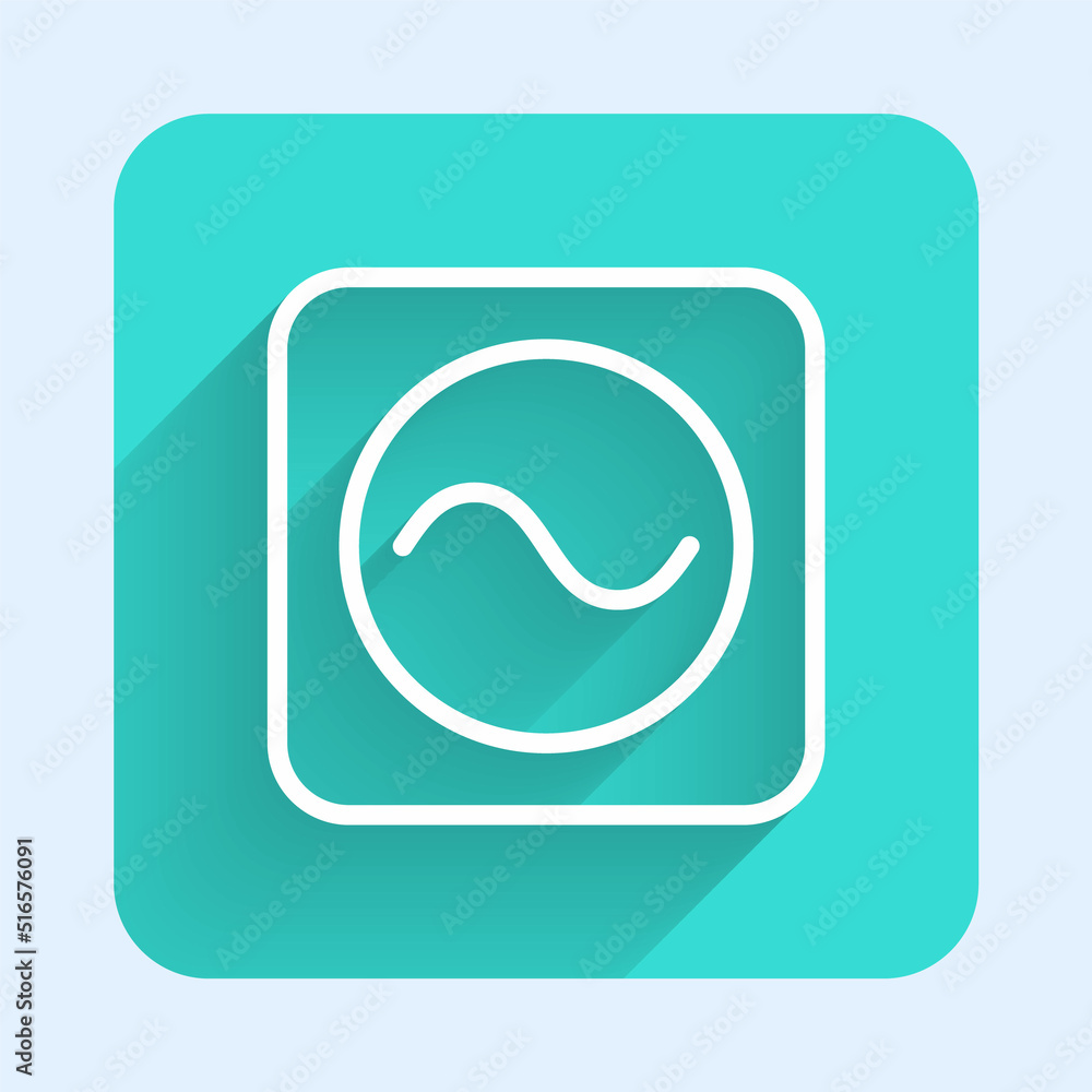 Poster white line ac voltage source symbol icon isolated with long shadow background. alternating current s