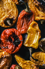 Baked vegetables. Tomatoes, eggplant, zucchini and paprika. Fresh vegetables from oven. Market vegetable, garden.Diet concept. Healthy organic vegetarian food.