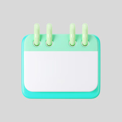 3d blue calendar icon with flipping pages and rings isolated on gray background. Render of daily schedule planner. Calendar events plan, work planning concept. 3d cartoon simple vector illustration