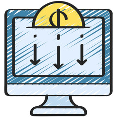 Decreased Online Money Icon
