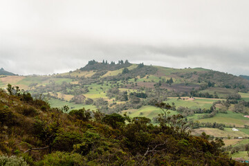 Beautiful Colombian landscape in Guatavita on a misty day, Cundinamarca, Colombia.