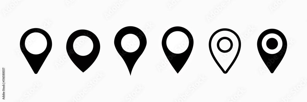Poster simple map pin. map marker pointer icon set. modern map markers. location pin sign. map pin place ma
