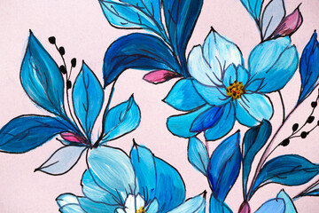 drawing flowers on a bright background. Oil painting, acrylic..impressionistic style, flower painting, bright colors. Artistic background. Card. Flower card. Spring flowers