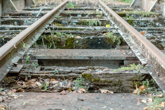 Detail of the damaged old railway of Villeta, Cundinamarca, Colombia.