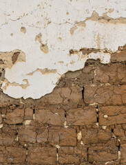 Detail of an old adobe (earth) wall. Choconta, Cundinamarca, Colombia.