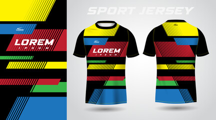 black colorful t-shirt sport jersey design