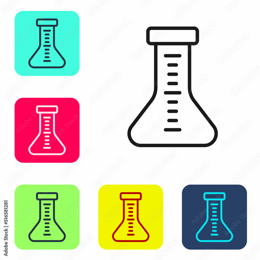 Aufkleber black line test tube and flask chemical laboratory test icon isolated on white background. laborator