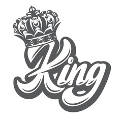 Vector illustration with imperial crown and calligraphic inscription King