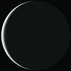 Half Circle Brush Stroke Border Frame . Grunge Element for your Design . Moon logo . Noise texture .Dispersion effect . Moon phase .Vector illustration