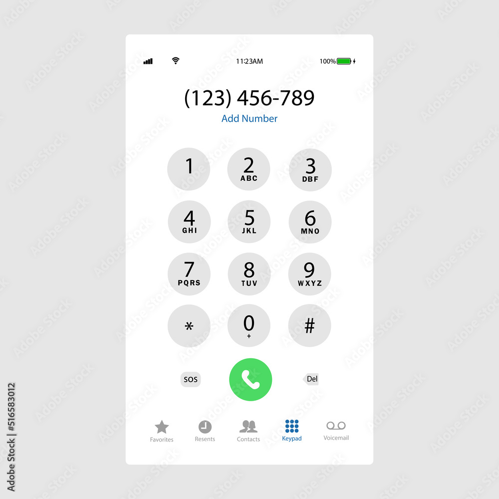 Poster user keypad with numbers and letters for phone. keyboard template in touchscreen device. interface k