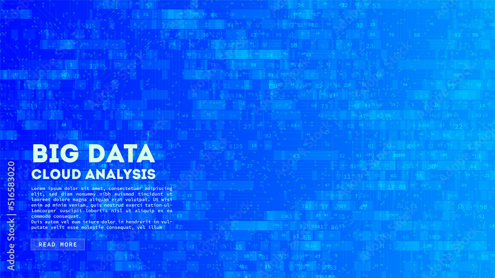 Poster Big Data cloud computing. Blockchain visualiztion. Social network information complexity.
