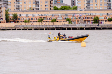 Speed Boat trips in River Thames, Greenwich PeninsulaLondon,  England, June 25, 2022