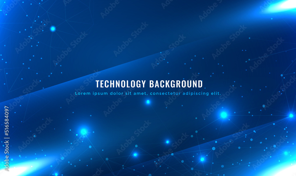 Aufkleber abstract futuristic technology of molecules with polygonal shapes on blue background. geometric abst