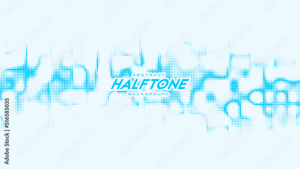 Poster abstract vector curled blue halftone sound wave. scrathed dotted texture element.