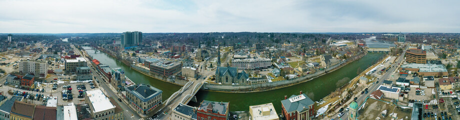 Aerial panorama scene of Cambridge, Ontario, Canada in autumn - 516585008