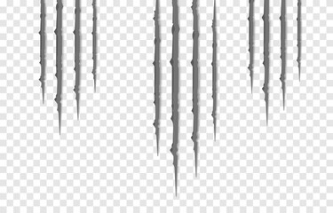 Vector scratches from the claws of the animal PNG. Scratches on an isolated transparent background. Gray scratches PNG. Animal claws.