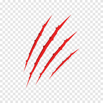 Vector scratches from the claws of the animal PNG. Scratches on an isolated transparent background.Red scratches PNG. Animal claws.