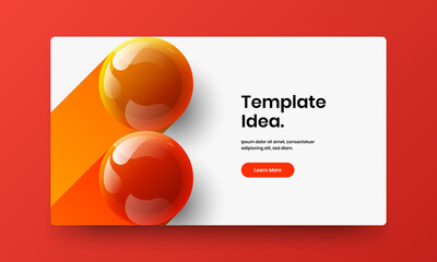 Amazing realistic spheres postcard template. Bright pamphlet vector design layout.