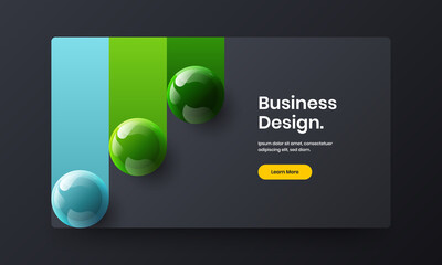 Simple 3D spheres brochure concept. Fresh corporate identity vector design layout.