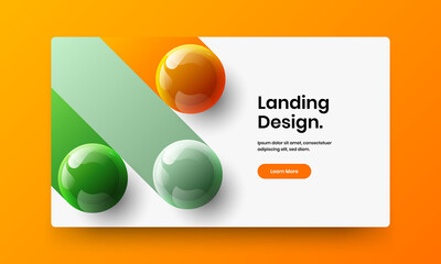 Creative horizontal cover design vector concept. Unique realistic balls postcard layout.