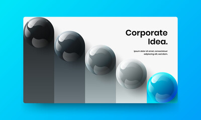 Isolated website screen design vector template. Trendy realistic balls pamphlet concept.