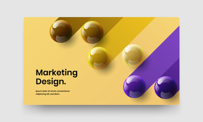 Bright corporate brochure design vector template. Fresh realistic spheres site screen concept.