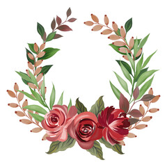 Set of floral wreaths, bouquets, borders and other flower foliage elements, perfect for wedding invitations