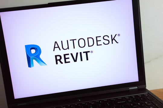 KONSKIE, POLAND - July 11, 2022: Autodesk Revit building information modelling software logo displayed on laptop computer