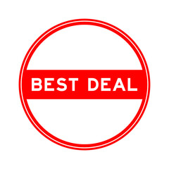 Red color round seal sticker in word best deal on white background
