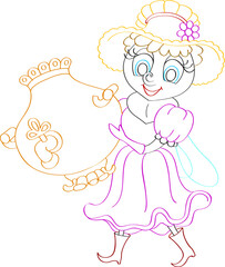Vector coloring book for children. Fly with a samovar