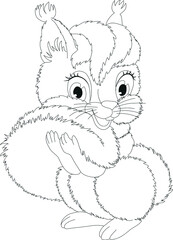 Vector coloring book for children. Squirrel