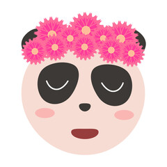 Cute head animal with a flower wreath 