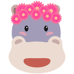 Cute head animal with a flower wreath 