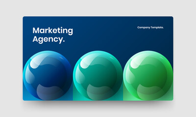 Fresh landing page design vector illustration. Multicolored 3D balls annual report concept.