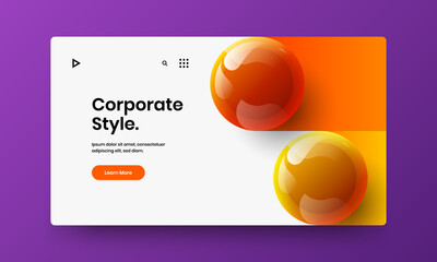 Simple 3D balls landing page illustration. Geometric book cover vector design layout.