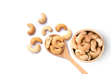cashew nut on a wooden spoon