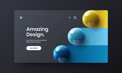 Unique realistic balls placard concept. Amazing website screen design vector layout.