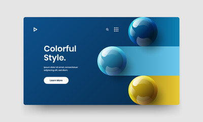 Multicolored horizontal cover design vector illustration. Creative 3D balls website screen layout.