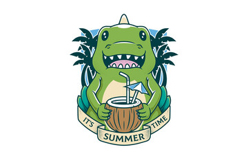 Dinosaur Summer Cocktail Kawaii Art © vectorwithin