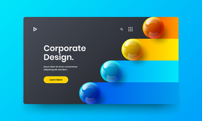 Amazing 3D spheres company identity concept. Trendy leaflet vector design layout.