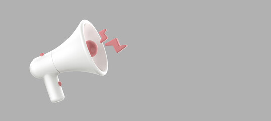 Realistic 3D megaphone, loudspeaker with lightning
