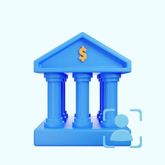 3d illustration of banking icon building architecture people icon 3d rendering