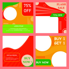 Set of social media post template. Suitable for your online promotion. Editable stroke. Vector illustration. EPS 10.